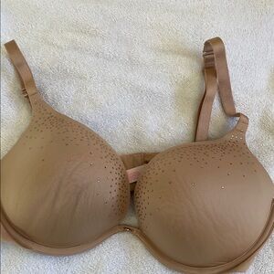 Elegant Tan Bra with Rhinestone Accents 38D
